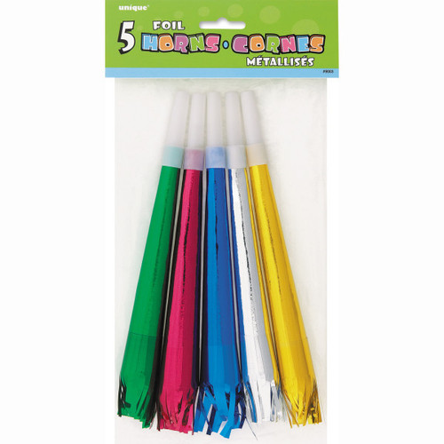 Horns w/ Fringe Assorted Colors Metallic Party 5 ct New Years Eve Horns w/ Fringe Assorted Colors Metallic Party 5 ct New Years Eve