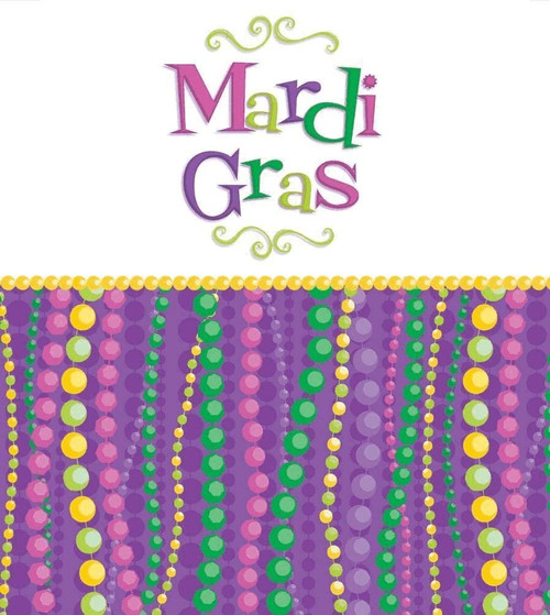 Mardi Gras Beads Celebrations Tablecover Plastic 54 x 96