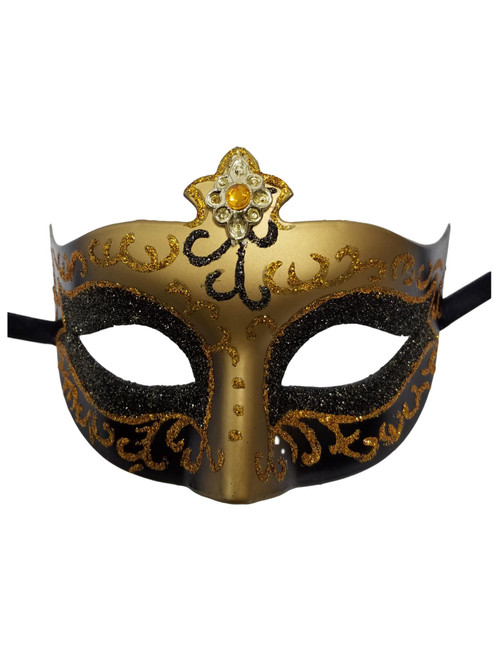 Gold Jewel Black Glitter Venetian Masquerade Mardi Gras Mask Gold Jewel Black Glitter Venetian Masquerade Mardi Gras Mask