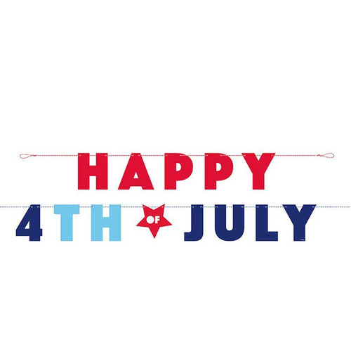 Patriotic Happy 4th July Banner 8.5 Ft Stars