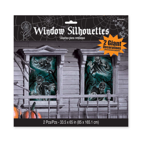 Cemetery Window Silhouettes Skeleton Ghost Phantom Decoration Cemetery Window Silhouettes Skeleton Ghost Phantom Decoration