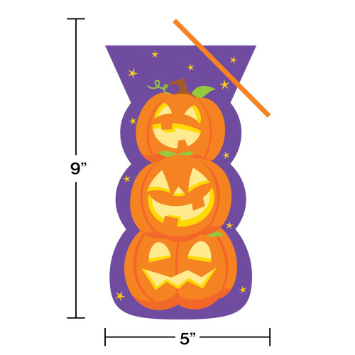 Pumpkin Stack Halloween Treat 20 ct Cello Bags w/ Ties