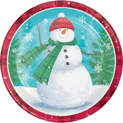 Smiling Snowman Friends Paper 8 Ct Dinner 8.75 in Plates  Smiling Snowman Friends Paper 8 Ct Dinner 8.75 in Plates