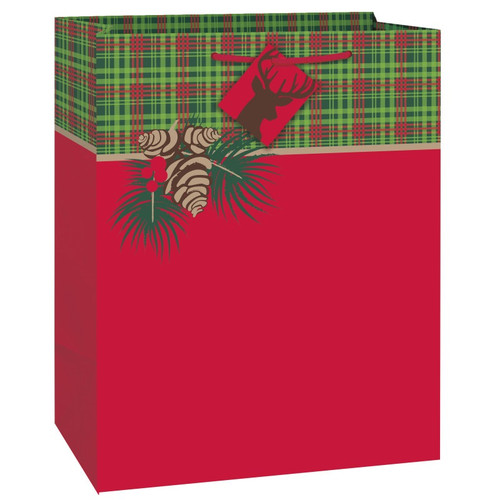 Red Tartan Plaid Large Christmas Gift Bag with Tag 13 x 10 x 5 inches Red Tartan Plaid Large Christmas Gift Bag with Tag 13 x 10 x 5 inches