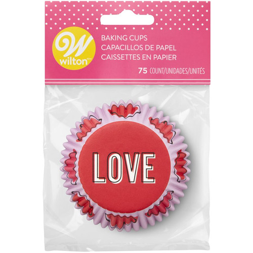LOVE Hearts Valentine's 75 Ct Baking Cups Cupcake Liners Wilton LOVE Hearts Valentine's 75 Ct Baking Cups Cupcake Liners Wilton
