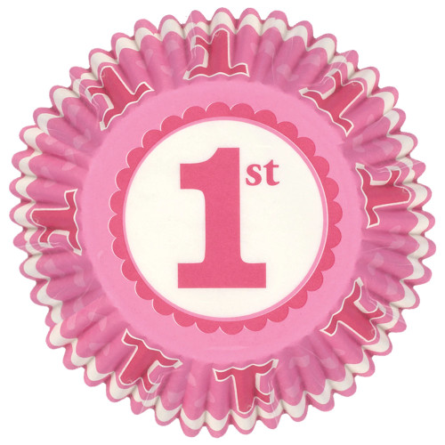 First Birthday Girl Pink 75 ct Baking Cups Cupcakes Liners