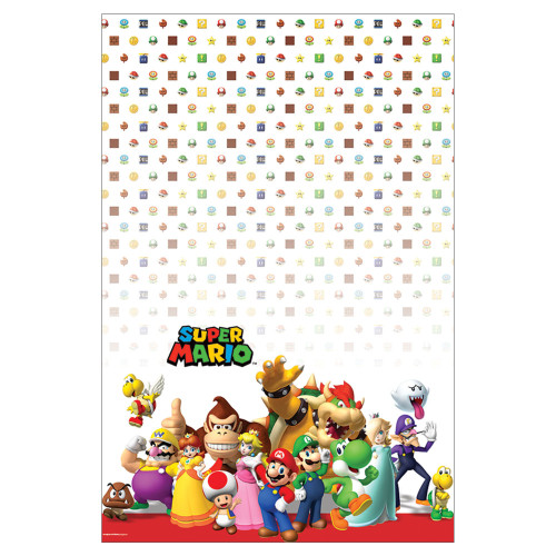 Super Mario Plastic Tablecover 54 x 96 Super Mario Plastic Tablecover 54 x 96
