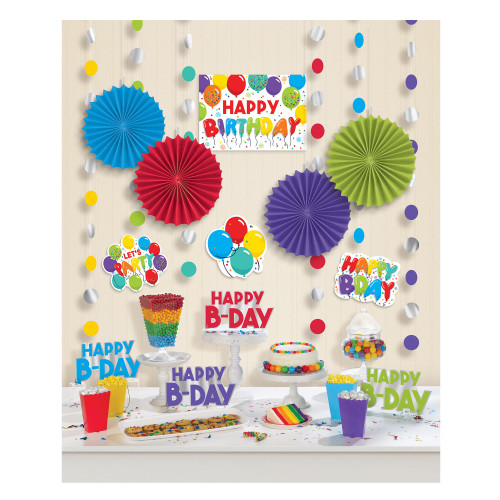 Colorful Birthday Celebration 18 Pc Room Decorating Kit  Colorful Birthday Celebration 18 Pc Room Decorating Kit