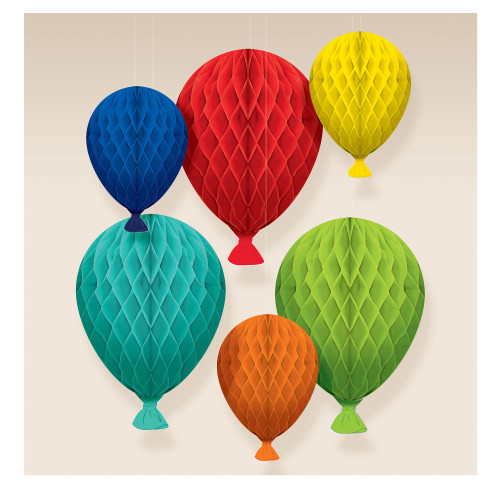 6 Hanging Honeycomb Balloons Birthday Celebration Decorations