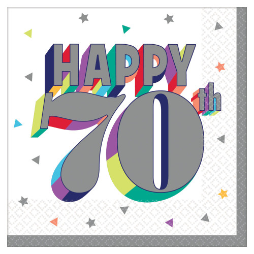 Here's to 70 Beverage Napkins 70th Birthday 16 ct Here's to 70 Beverage Napkins 70th Birthday 16 ct