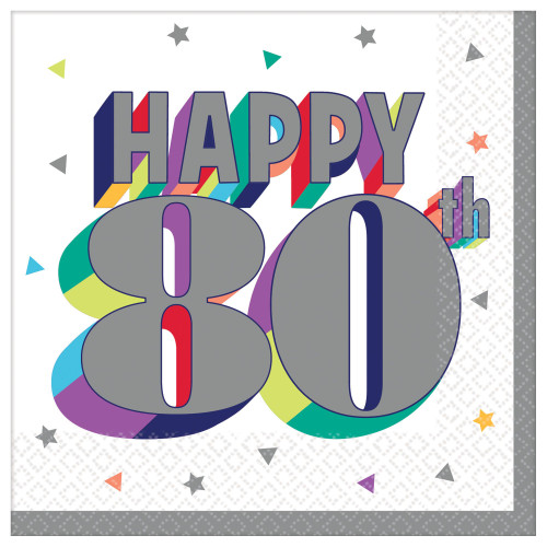 Here's to 80 Beverage Napkins 80th Birthday 16 ct Here's to 80 Beverage Napkins 80th Birthday 16 ct