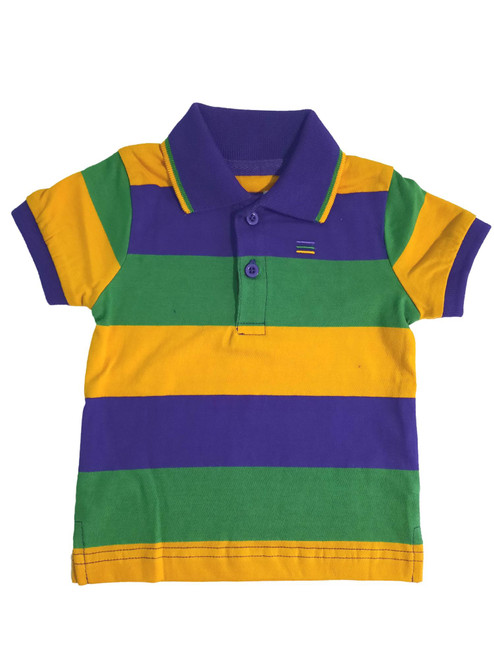 Infant 24 Month Classic Mardi Gras Stripe PGG Short Sleeve Polo Shirt