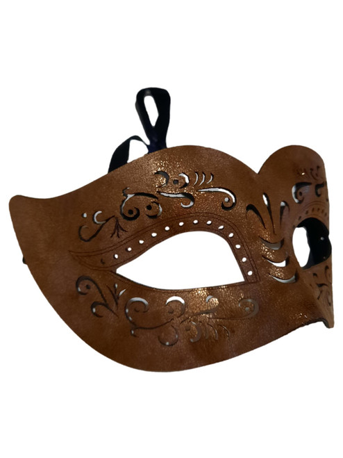 Leather Sparkle Bronze Masquerade Mardi Gras Mask Halloween Women