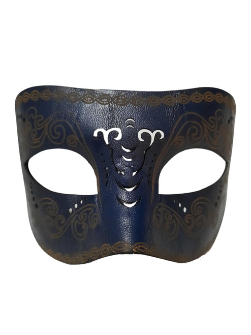 Navy Leather Laser Cut Venetian Masquerade Dance Western Mask