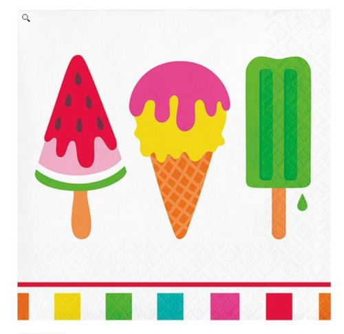 Sweet Summer Ice Cream Popsicles  16 Ct Paper Beverage Napkins