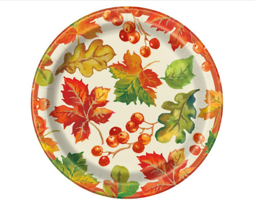Berries Leaves Fall Thanksgiving  8 Ct 7" Dessert Cake Plates Berries Leaves Fall Thanksgiving  8 Ct 7" Dessert Cake Plates