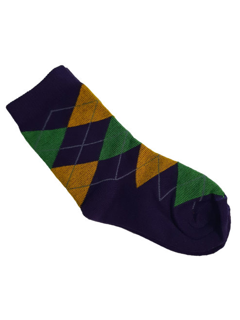 Mardi Gras Purple Green Yellow Baby Toddler Harlequin Socks