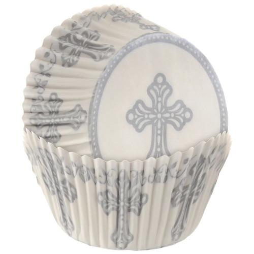 Silver Cross Religious Cupcake Liners 75 Ct Silver Cross Religious Cupcake Liners 75 Ct