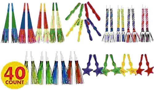 Horns Blowouts Clappers Value Pack 40 Ct Noisemakers New Years Eve