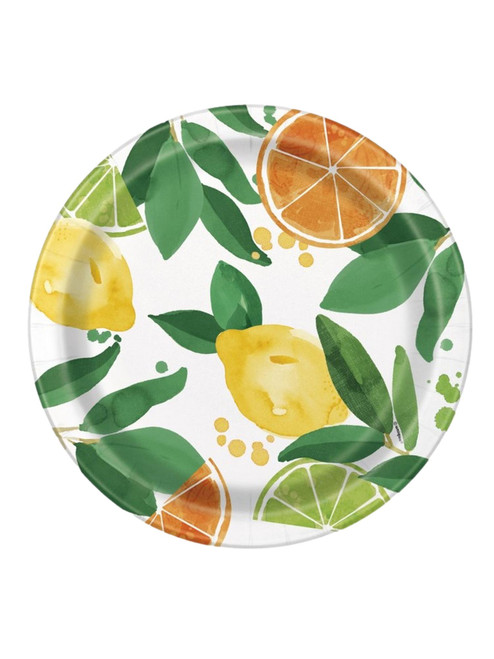 Citrus Fruit 8 Ct Lunch Dinner 9 inch Plates Summer Party Lemon Orange Lime