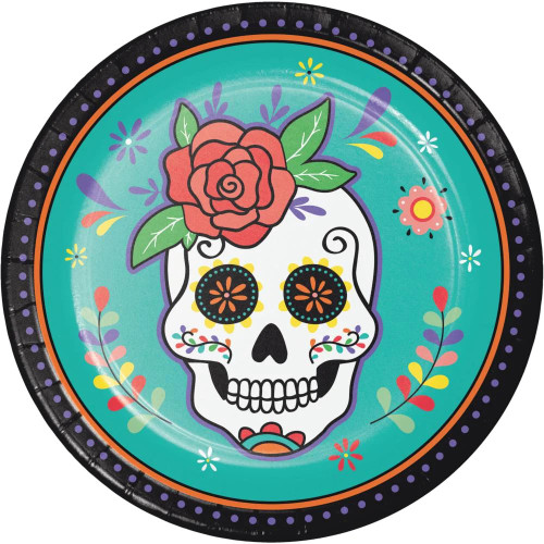 Dia De Muertos Day of the Dead Skull 8 Ct Halloween 9" Paper Dinner Plates Dia De Muertos Day of the Dead Skull 8 Ct Halloween 9" Paper Dinner Plates