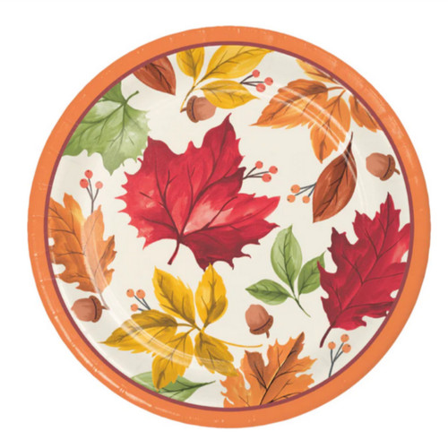 Cascading Fall Leaves 8 Ct Paper Dinner Plates Thanksgiving Autumn