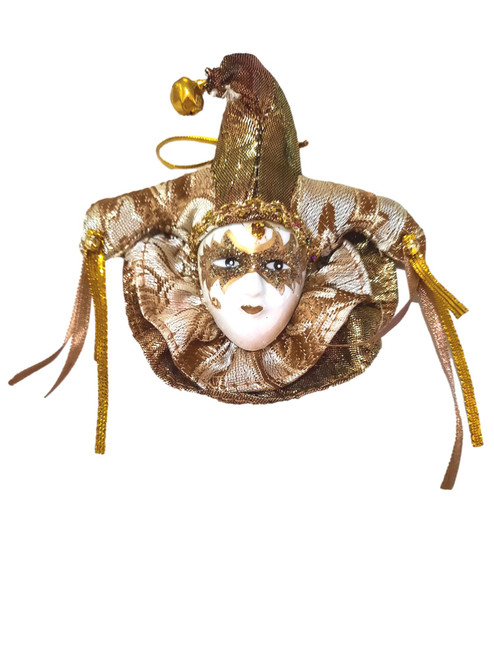 Jester Gold White Magnet New Orleans Mardi Gras Party Favor Ornament