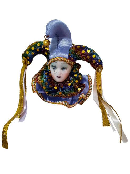 Jester Doll Lilac Magnet Shelf Party Favor Ornament Mardi Gras