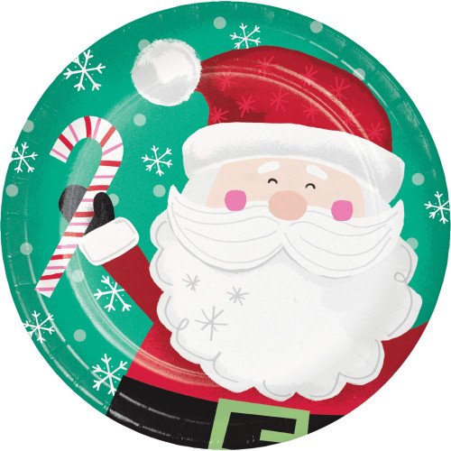 Jolly Characters Santa Christmas Paper 8 Ct 9" Dinner Lunch Plates