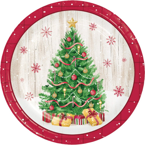 Vintage Christmas Tree 8 Ct Dinner Lunch 9" Plates Vintage Christmas Tree 8 Ct Dinner Lunch 9" Plates