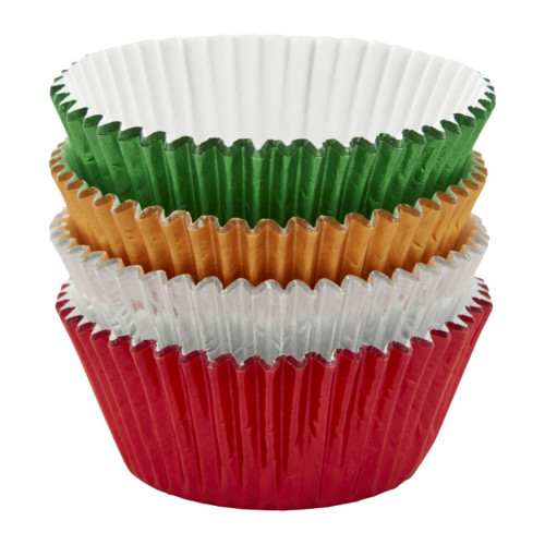 Wilton Christmas 48 Ct Foil Red, Green, Silver, Gold Baking Cups Cupcake Liners