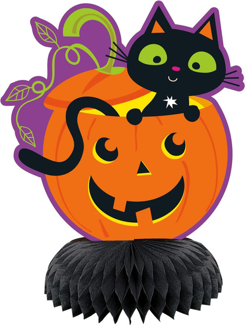 Cat and Pumpkin Halloween 3 Pc Mini Centerpiece Set 6 inch
