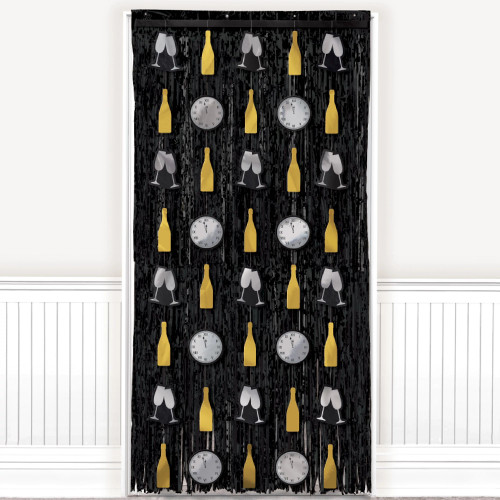 New Year's Eve Doorway Curtain Fringe Decoration Black Silver Gold New Year's Eve Doorway Curtain Fringe Decoration Black Silver Gold