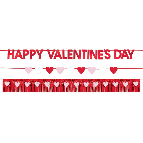 Happy Valentines Day 4 Banner Set Red Pink Hearts 6 Ft Happy Valentines Day 4 Banner Set Red Pink Hearts 6 Ft