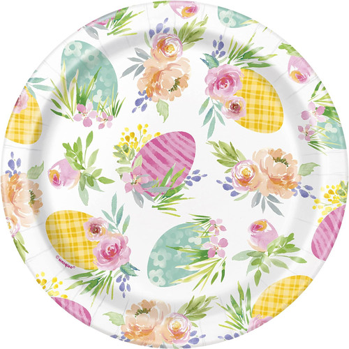 Watercolor Pastel Easter 8 Ct 7" Paper Dessert Cake Plates Eggs Flowers Watercolor Pastel Easter 8 Ct 7" Paper Dessert Cake Plates Eggs Flowers
