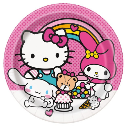 Hello Kitty 8 Ct 9" Luncheon Round Paper Plates  Hello Kitty 8 Ct 9" Luncheon Round Paper Plates