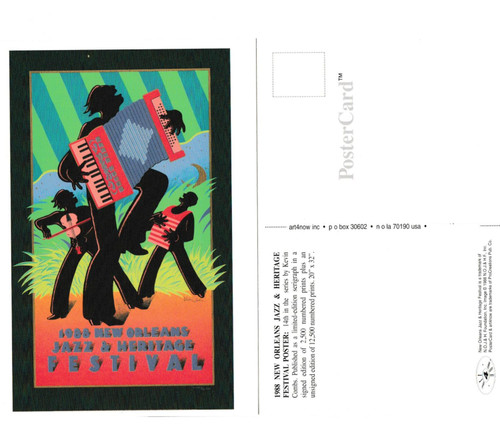 1988 New Orleans Jazz Festival Poster Post Card by Kevin Combs