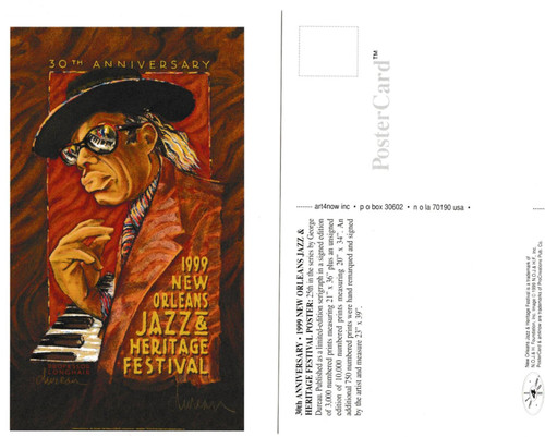 1999 New Orleans Jazz Festival Poster Post Card Professor Longhair 30th Anniversary