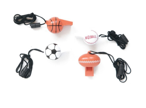 Sport Ball Whistles 4 pk Birthday Favors, Stocking Stuffers, Small Gifts