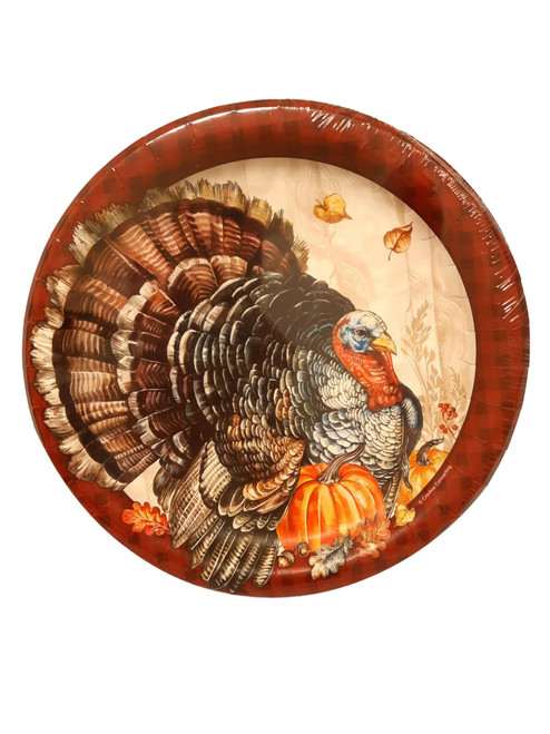 Timeless Turkey 8 Ct Paper 9" Dinner Plates Thanksgiving Timeless Turkey 8 Ct Paper 9" Dinner Plates Thanksgiving