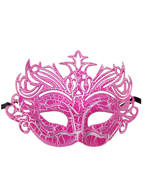 Pink White Cracked Antique Crown Masquerade Mask