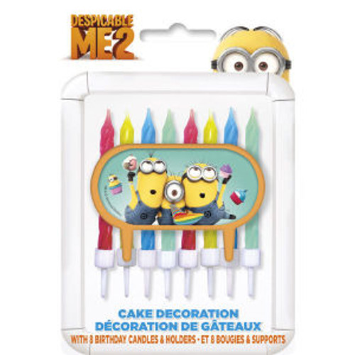Despicable Me 2 Minions Party Cake Topper 8 candles Decoration Holder