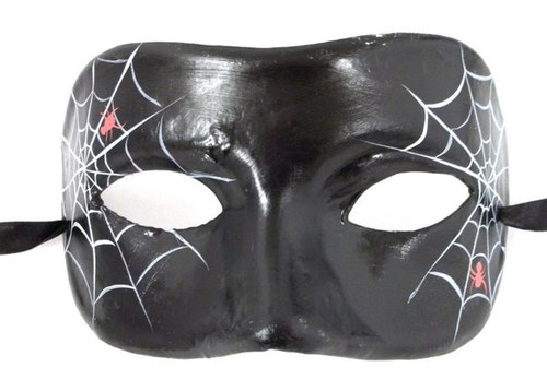 Black Spider Web Masquerade Paper Mache Mardi Gras Halloween Ball Mask