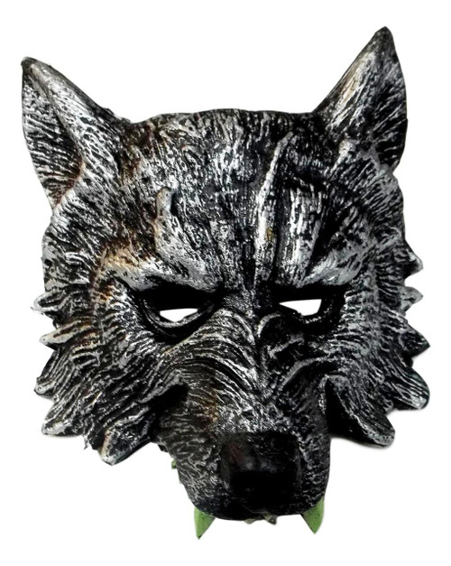 Gray Wolf Halloween Masquerade Mardi Gras Mask Fangs Gray Wolf Halloween Masquerade Mardi Gras Mask Fangs