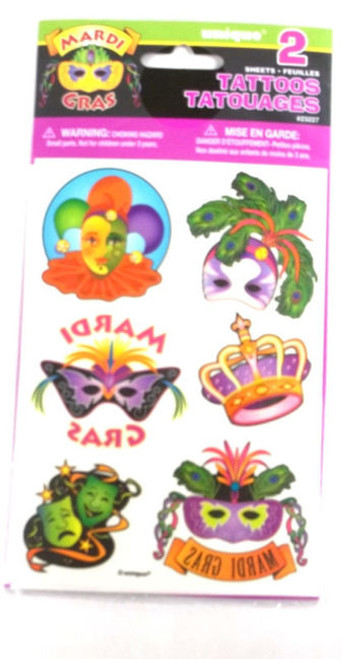 Mardi Gras Party Masquerade Carnival Temporary Tattoos Mask Tattoo