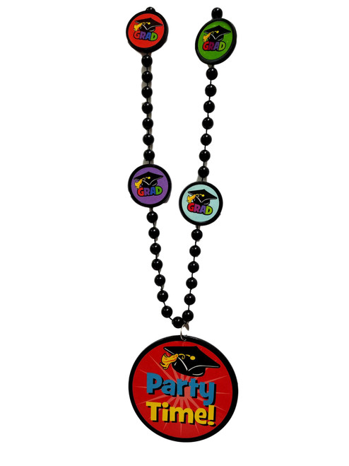 Party Time! Mortarboard Graduation Necklace Black "Grad" Beads Party Time! Mortarboard Graduation Necklace Black "Grad" Beads