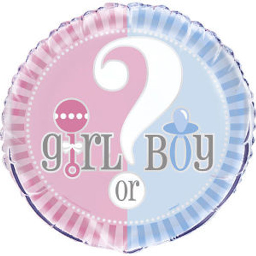 Gender Reveal Party Girl Boy ? Baby Shower 18" Foil Mylar Balloon