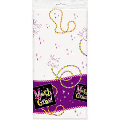 Mardi Gras Beads Party Tablecover Plastic 54 x 84 Celebration Decor