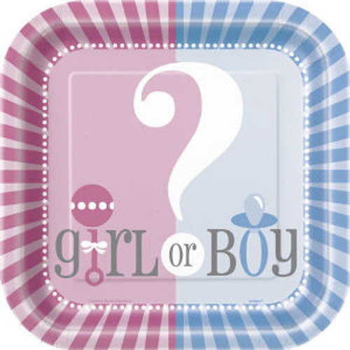 Gender Reveal Party Girl Boy ? Baby Shower Cake Dessert Plates 7"