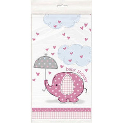 Umbrella Elephant Pink Girl Elephant Baby Shower Table cover Tablecloth